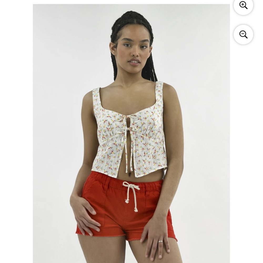 No Boundaries Floral Tie-Front Top - White